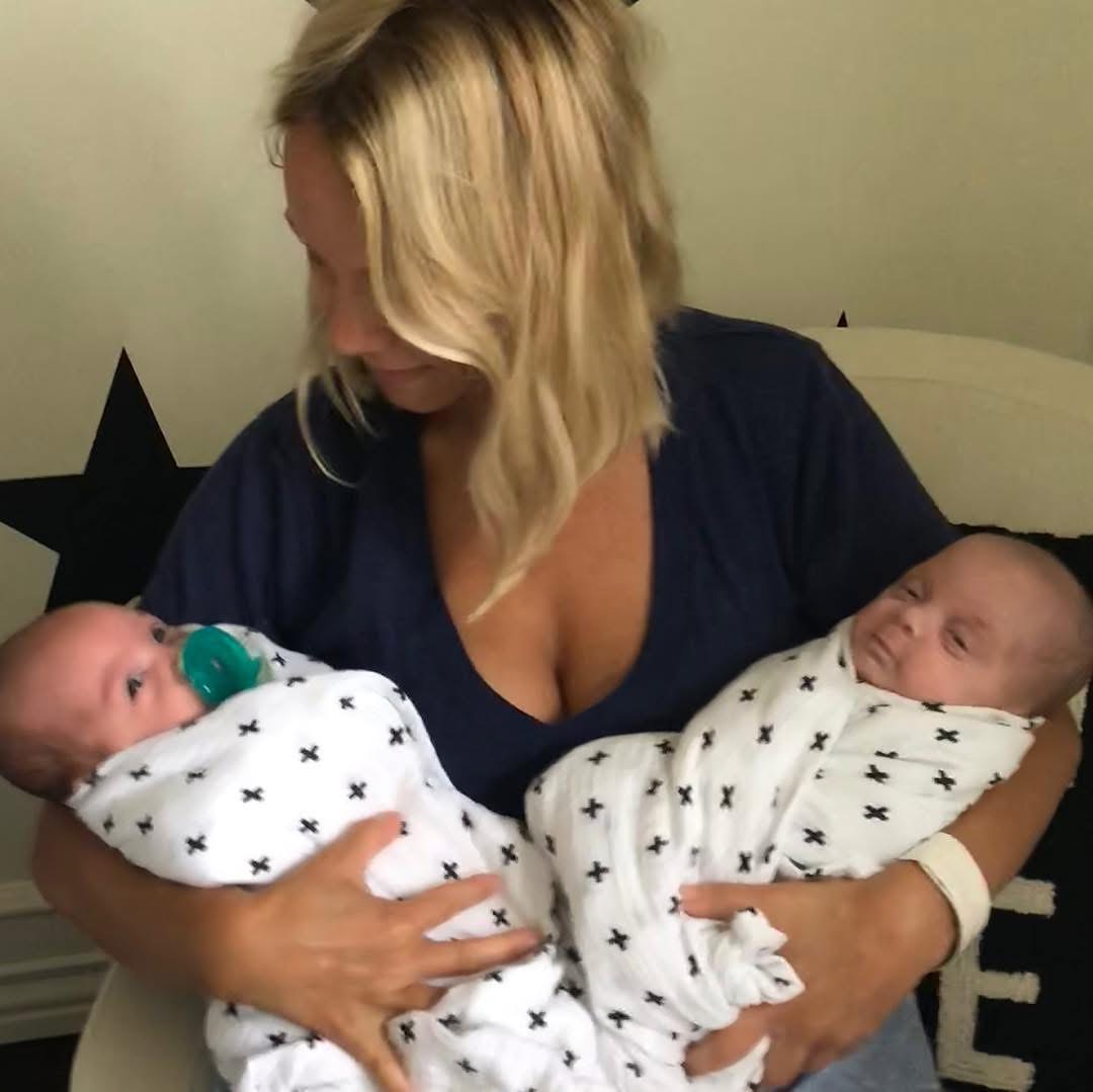 Lisa holding Peter and Maurice